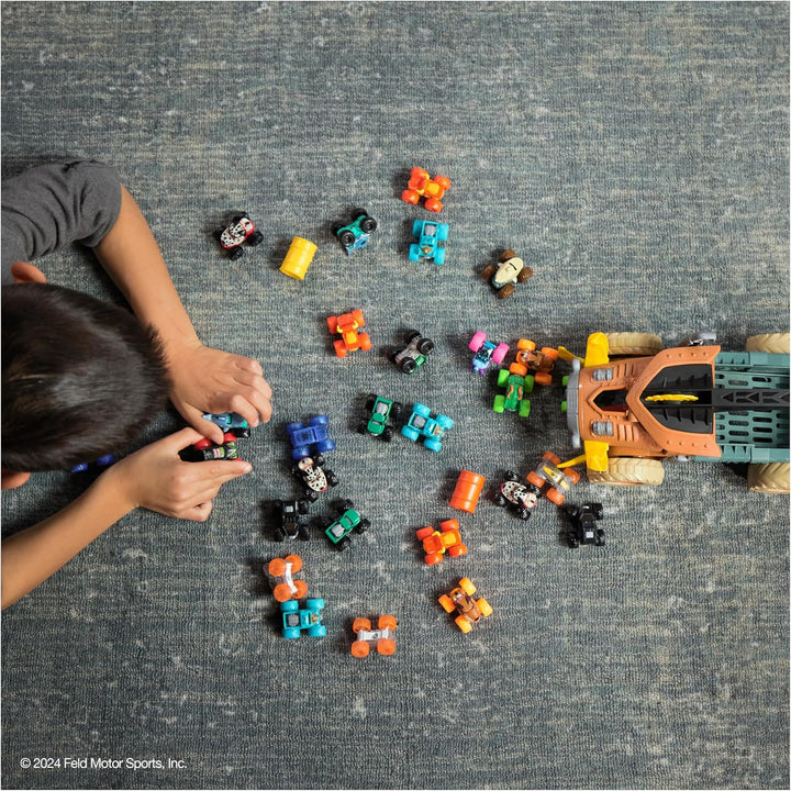 Monster Jam Mini Jam, Megalodon Mad Hog Chomper und Monster Truck, Kreativer Aufräumen und Aufbewahr