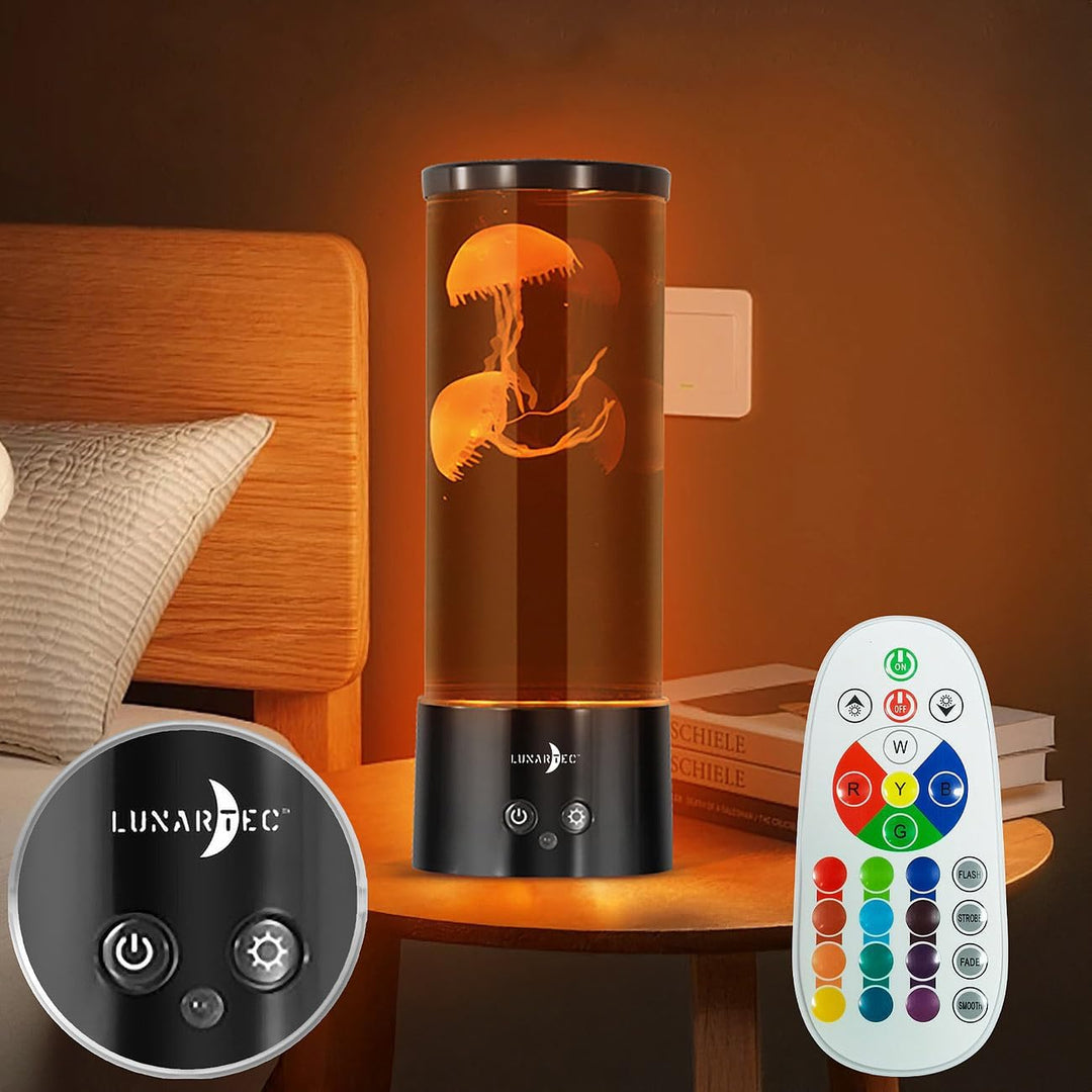 Lunartec Quallenlampe: 2er-Set LED-Quallen-Leuchten, 17 Farben, 4 Modi, 3 Helligkeiten (Quallen Lava