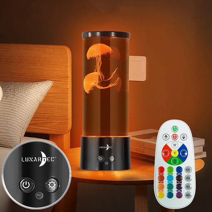 Lunartec Quallenlampe: 2er-Set LED-Quallen-Leuchten, 17 Farben, 4 Modi, 3 Helligkeiten (Quallen Lava