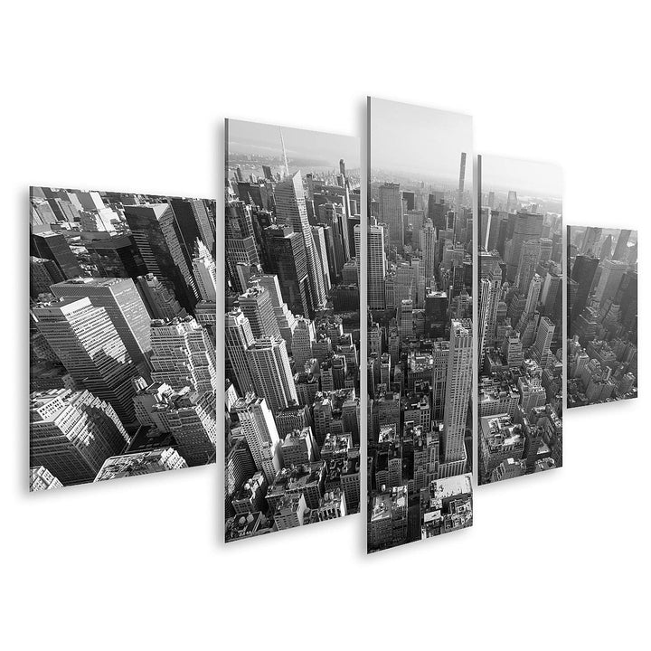 islandburner Bild auf Leinwand New York City Manhattan Skyline Schwarz Weiss Luftbild Bilder Wandbil