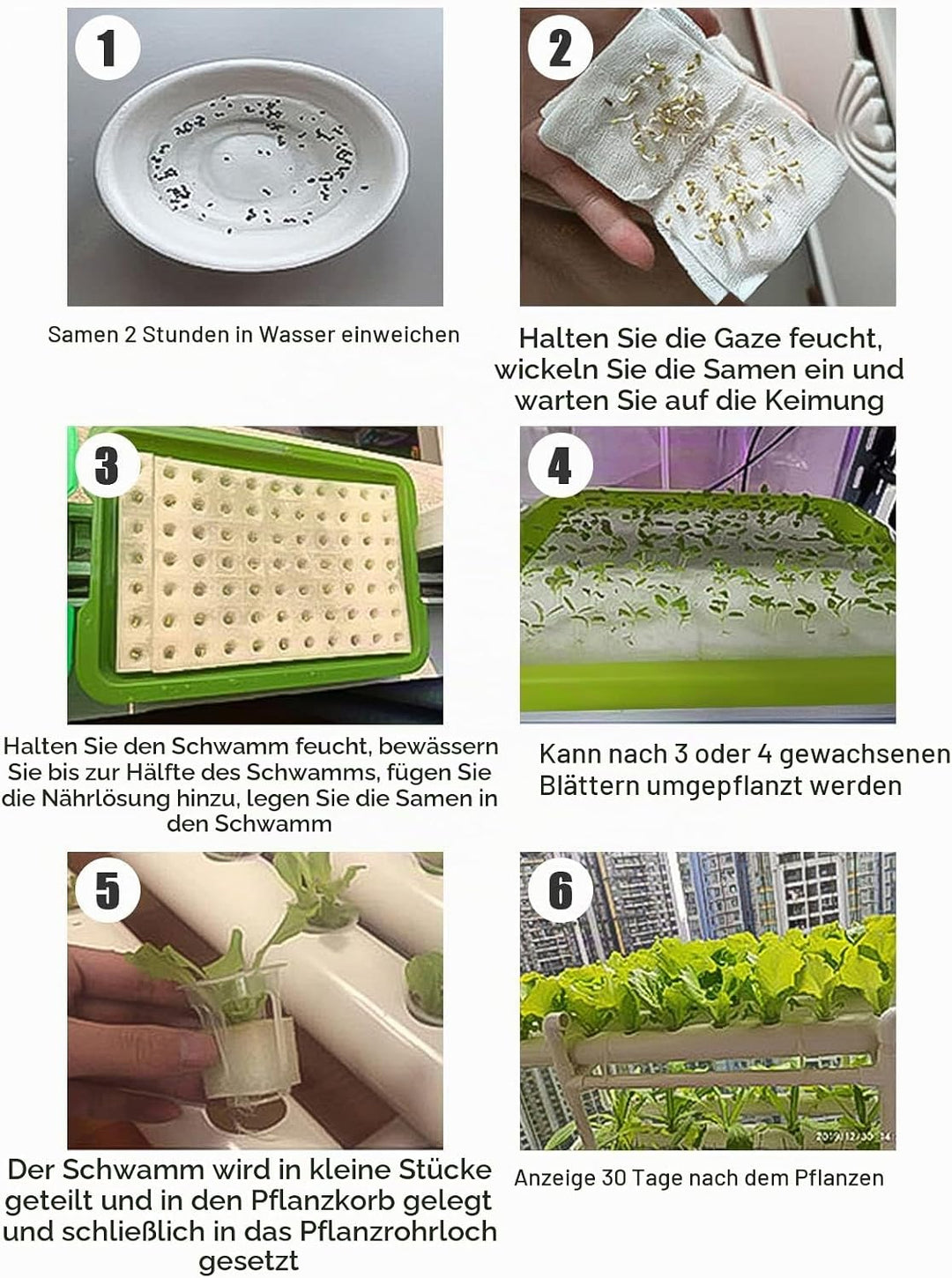 Kalolary Hydroponic Site Grow Kit, 108 Standorte 12 Rohre Hydroponisches System mit Wasserpumpe 4 Sc