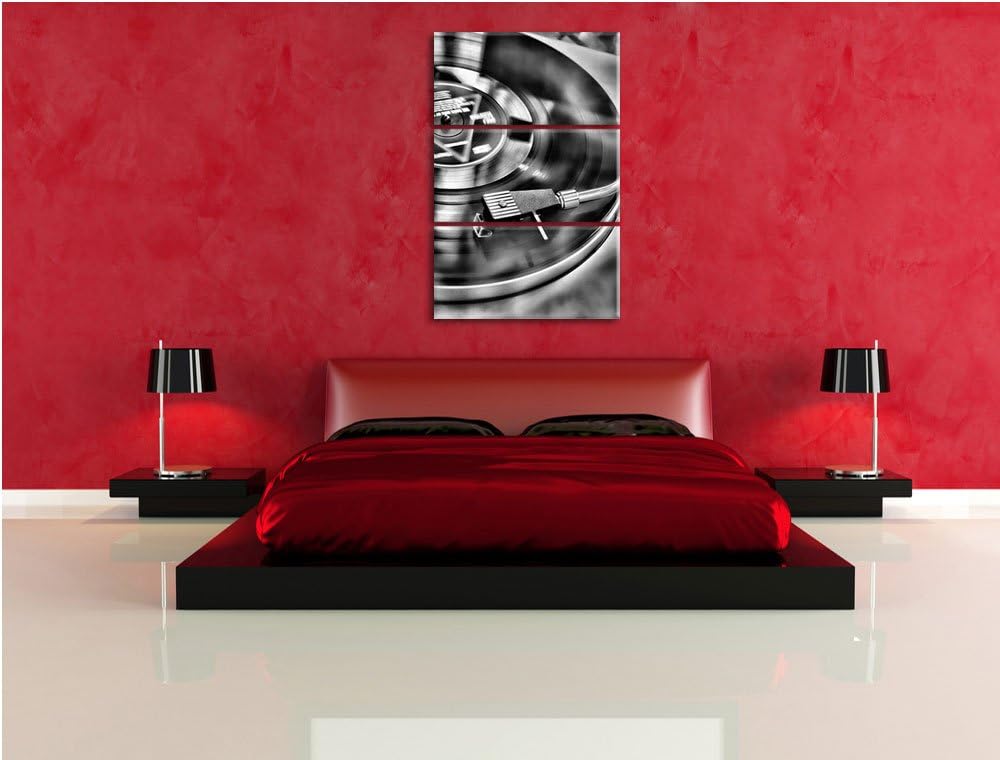 Pixxprint Schallplatte als Leinwandbild | Grösse: 3 Teilig (120x80) | Wandbild| Kunstdruck | fertig