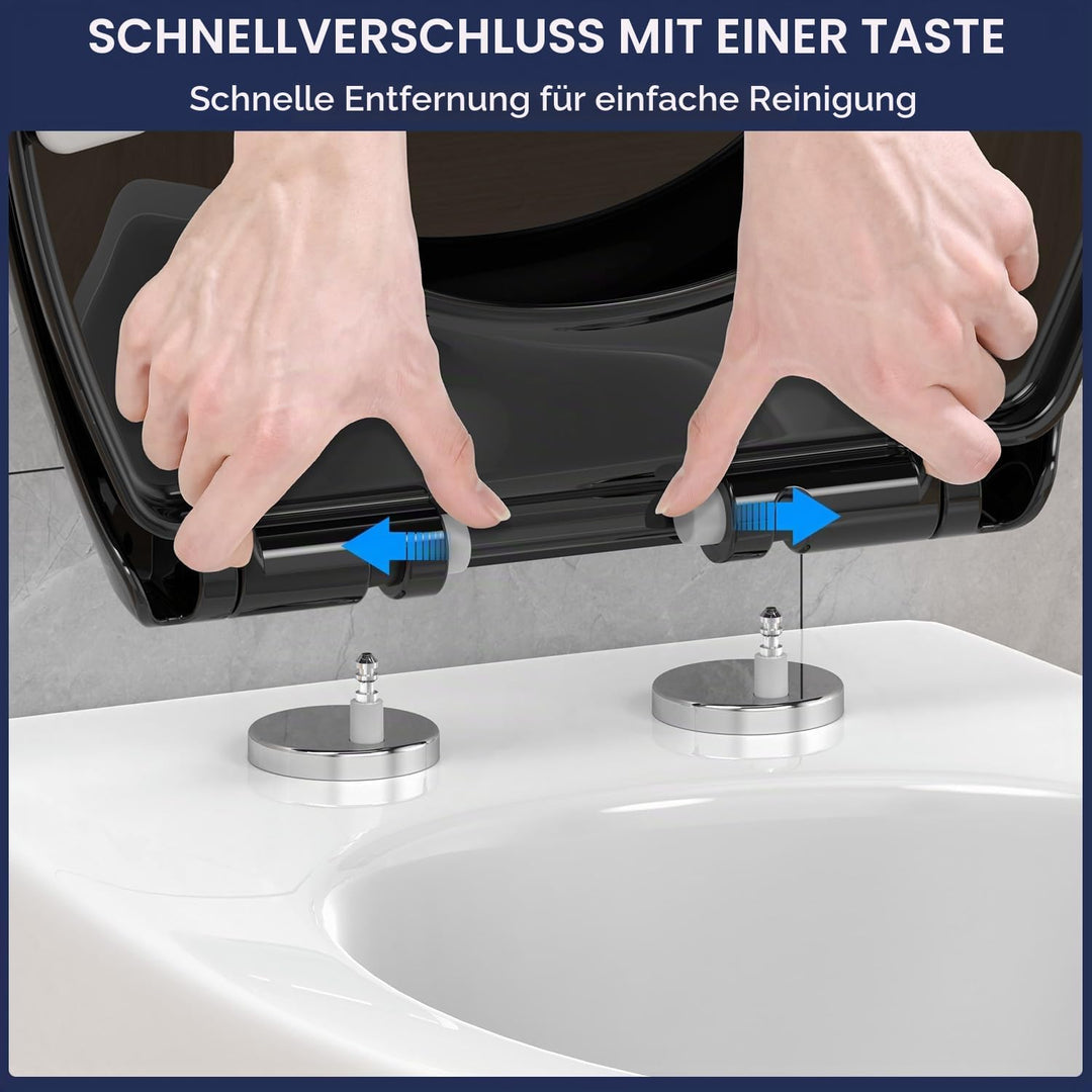 YEAUPE PRO Toilettendeckel mit Absenkautomatik O Form, WC-Sitz mit Quick-Release-Funktion und Softcl