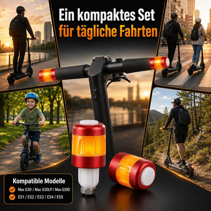 LED Blinker E Scooter Nachrüsten Set, Wiederaufladbare Fahrrad Blinker für E Scooter, Wasserdichtes
