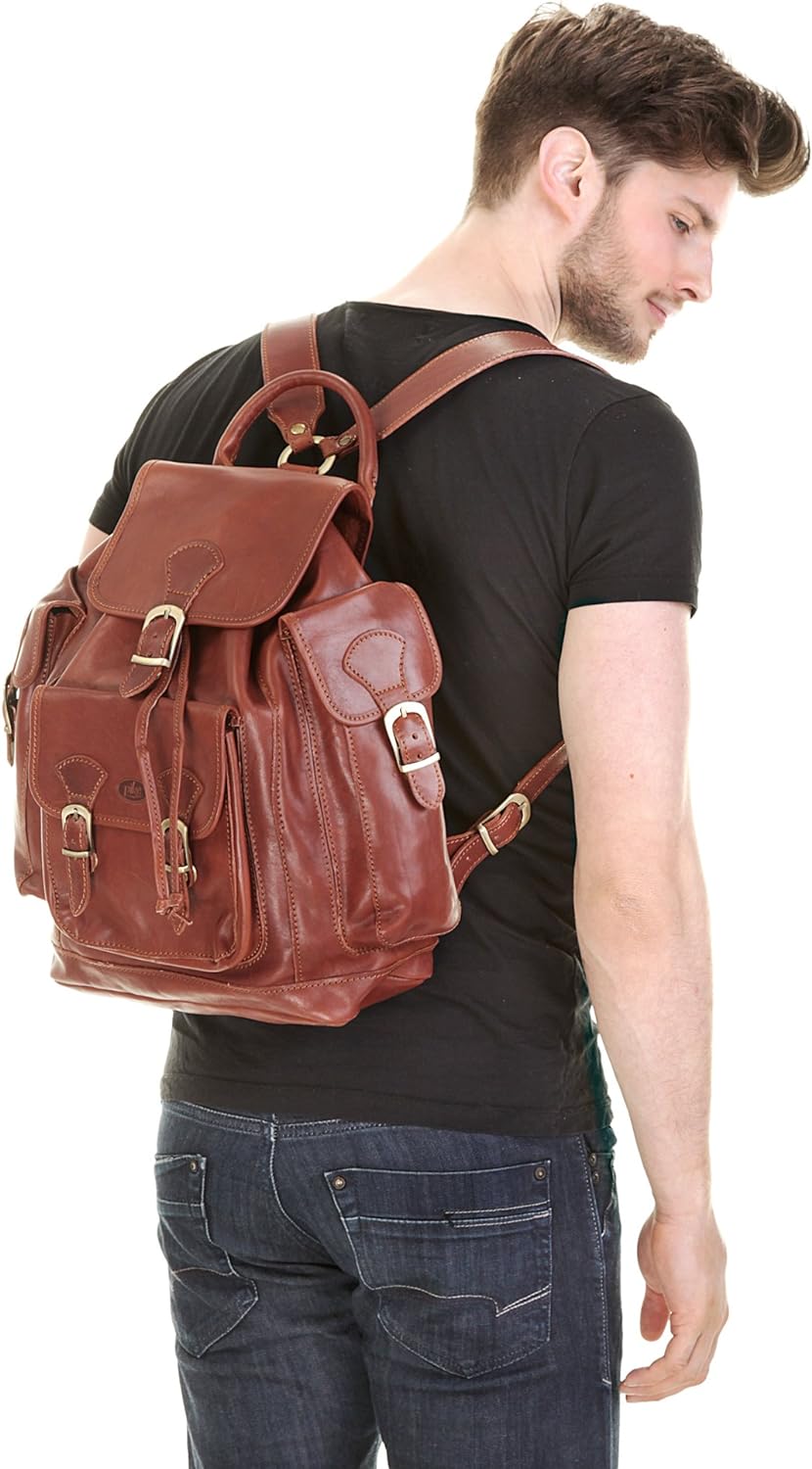 piké Rucksack ADONIA Echt Leder braun Herren, Damen - 003304