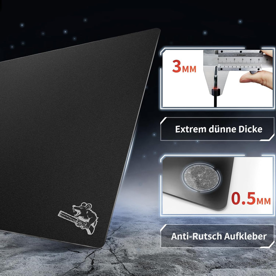 SIROOLAC Gaming-Mauspad aus Glas, 400 mm x 500 mm, FPS-Spiel, spezielles gehärtetes Glas, langlebig,