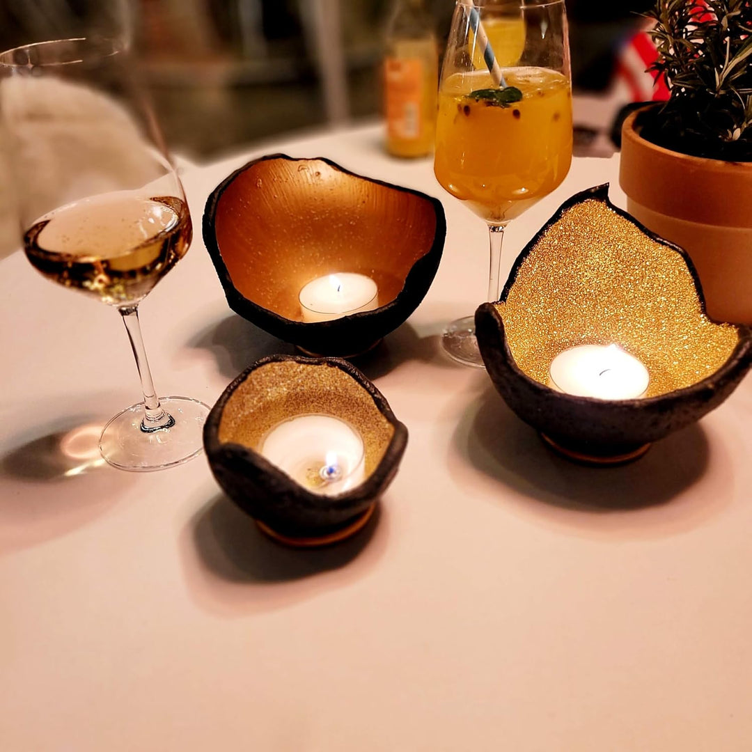 Handgefertigte Lichtschale in Gold, Grösse M (20cm) – Exklusiv M - 20cm Gold, M - 20cm Gold
