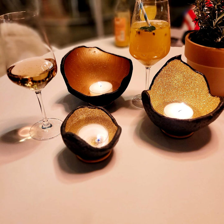 Handgefertigte Lichtschale in Gold, Grösse M (20cm) – Exklusiv M - 20cm Gold, M - 20cm Gold