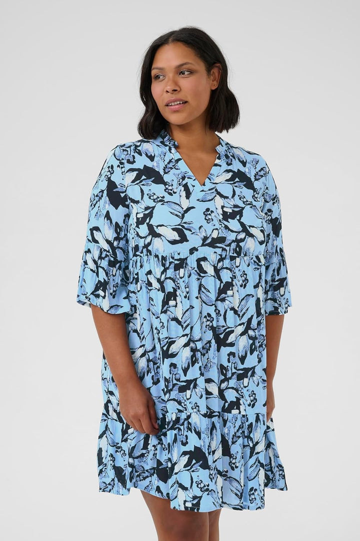 KAFFE CURVE Kleid KCisma 52 Blue Graphic Flower, 52 Blue Graphic Flower