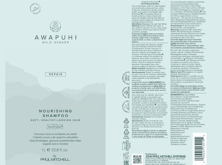 Paul Mitchell Awapuhi Wild Ginger Moisturizing Lather Shampoo - Feuchtigkeits-Shampoo für trockenes,