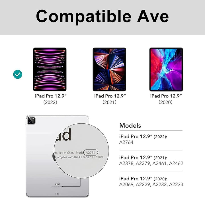 Hülle mit Tastatur für iPad Pro 12.9 Zoll 6ª 2022 /5ª 2021/4ª 2020/3ª Gen 2018, QWERTZ Deutsches Mag