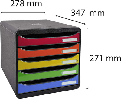 Exacompta 3097298D Premium Ablagebox mit 5 Schubladen für DIN A4+ Dokumente. Stapelbare Schubladenbo