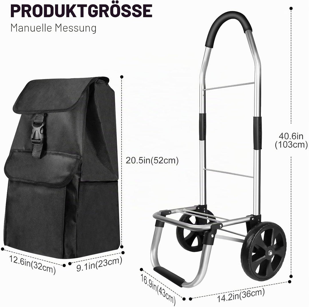 Einkaufswagen, gross, leicht, zusammenklappbar, wasserdicht, 2 Räder, 40 l, grosses Fassungsvermögen