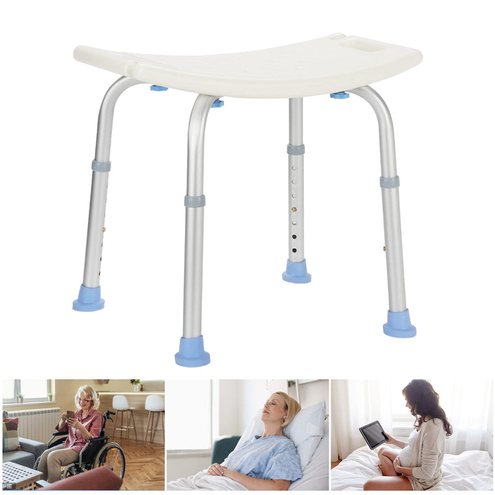 Sonnewelt Duschhocker Duschstuhl Belastung 136kg 8-Fach höhenverstellbar Badhockerund 35-55 cm Anti-