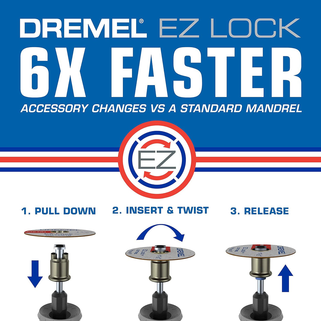 Dremel EZ725 Allzweck-Drehwerkzeug-Zubehör-Set mit Aufbewahrungs-Kit, EZ-Lock und EZ-Trommel für sch