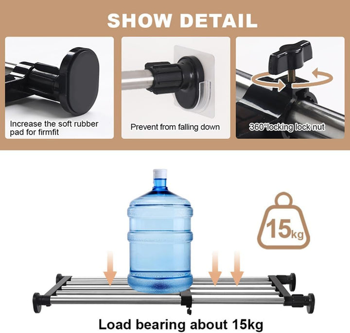 Hershii Erweiterbare Schrankspannregalstange, verstellbares Metallregal, Schrank-Organizer, DIY-Tren