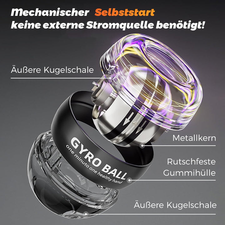 BeSokar Gyroball, Handgelenktrainer-Ball, Auto-Start, 5-stufiger Widerstands-/Lichtsteuerung, Gyrosk