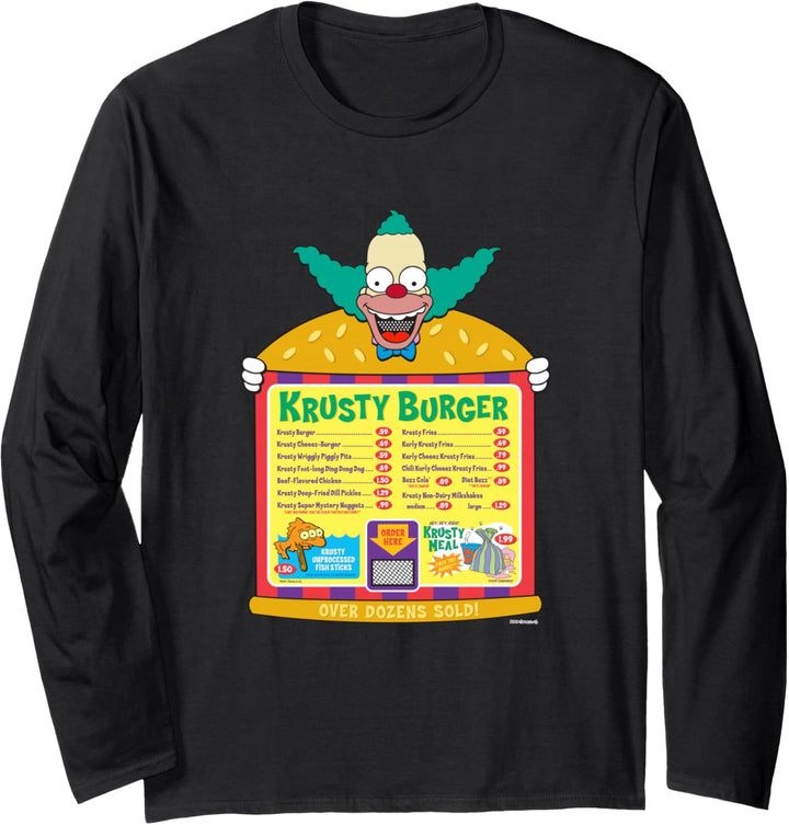 The Simpsons Krusty the Clown Krusty Burger Menu Langarmshirt