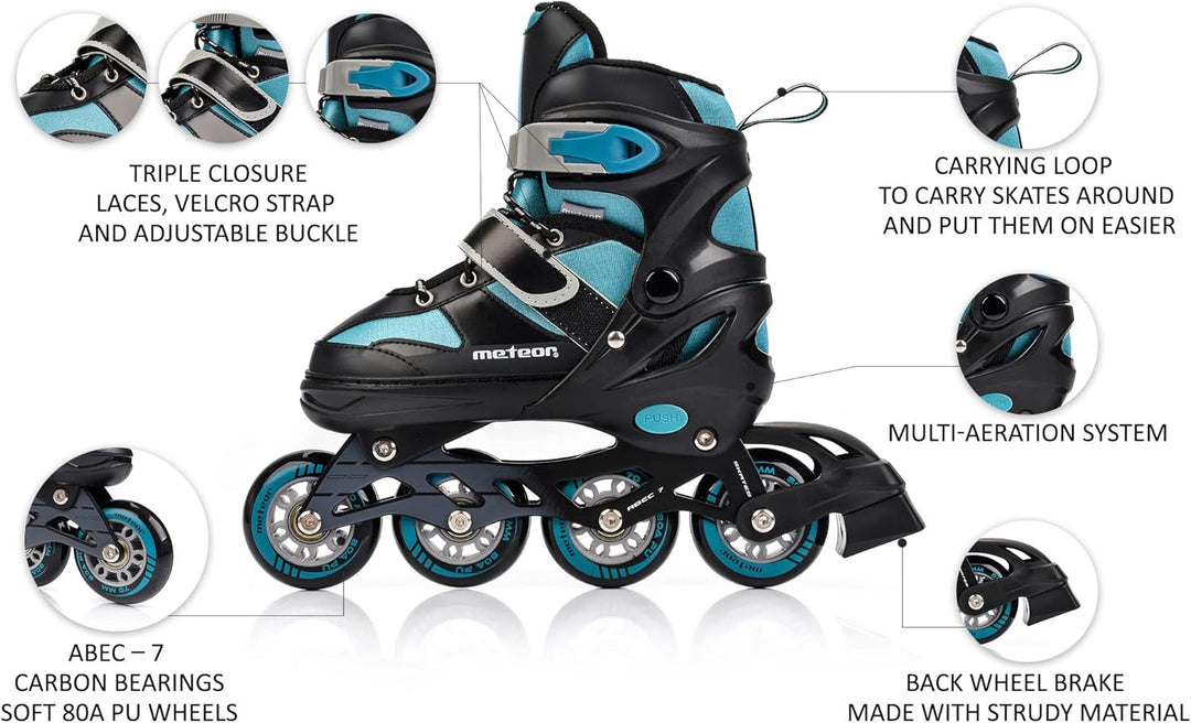 meteor® Inliner Rollen Inline Skates Mädchen und Jungen Inliner Kinder Inline Skates ABEC7 Rollen in