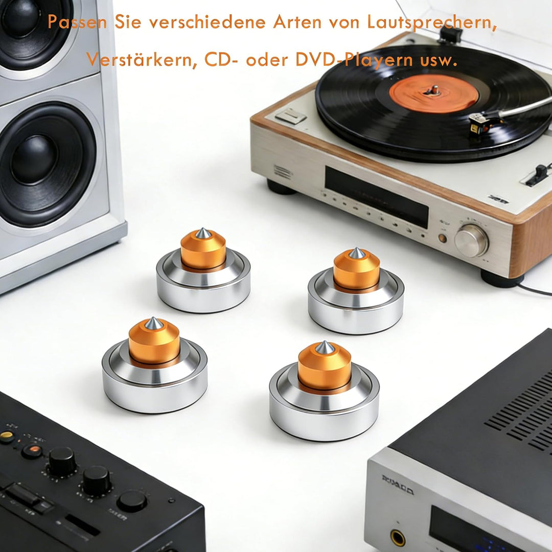 Monosaudio 4xHiFi Lautsprecher Spikes M4 Isolationsständerfüsse Absorber Füsse Aluminium Lautspreche