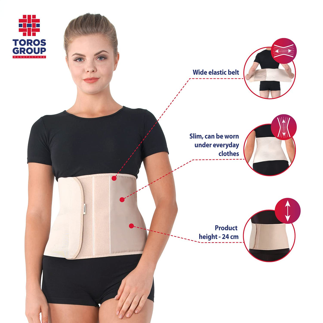 TOROS-GROUP Postpartum Gürtel/Postoperative Binder Bauch Band Baumwolleinsatz Elastische 24 cm XXX-L
