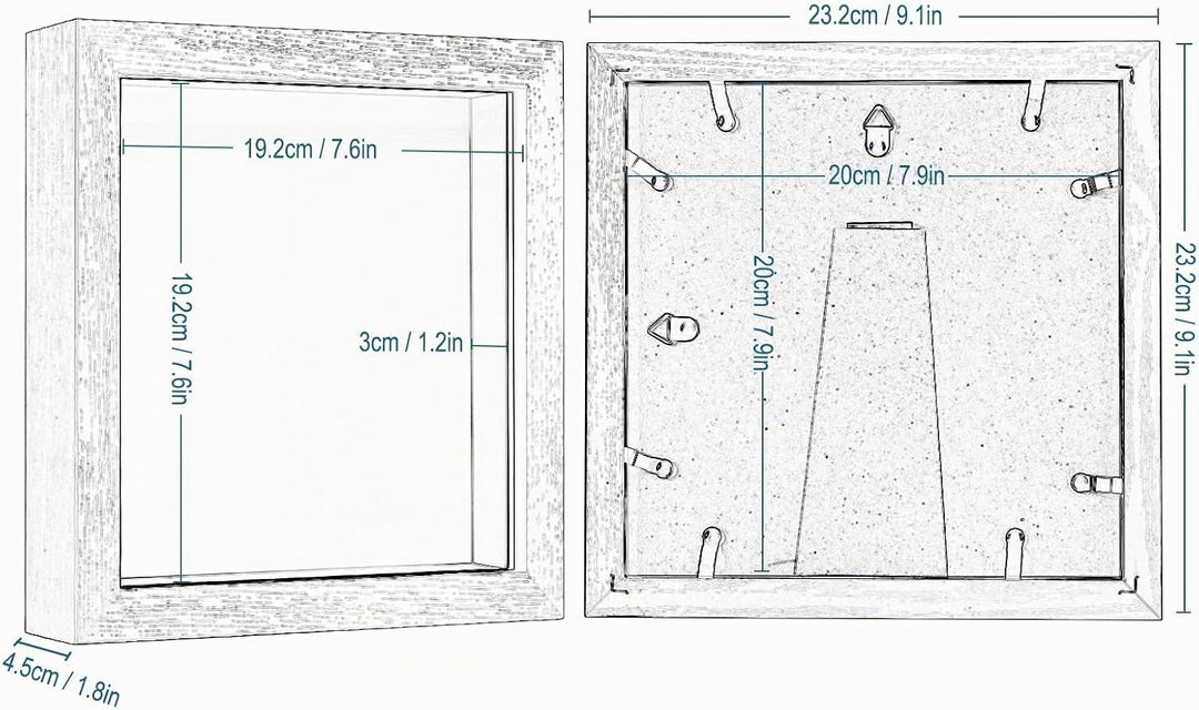 EUGAD 5er Set Bilderrahmen Fotogalerie, tiefer Rahmen für Objekte bis 3 cm, Holzrahmen mit Papier-Pa