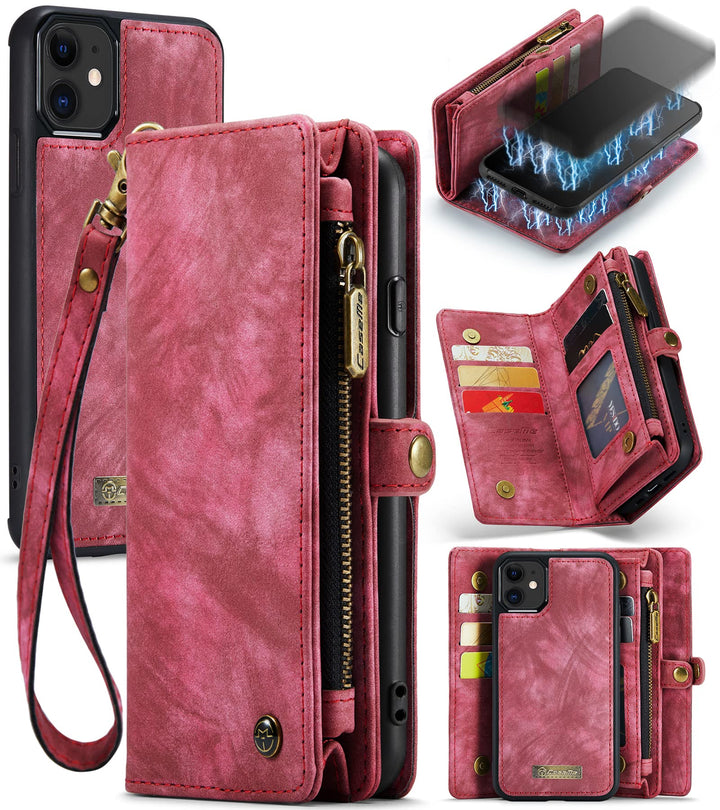 UFinetech 2-in-1 iPhone 11 Hülle Tasche Design Flip TPU Bumper Leder Abnehmbar Flexibel Magnetische