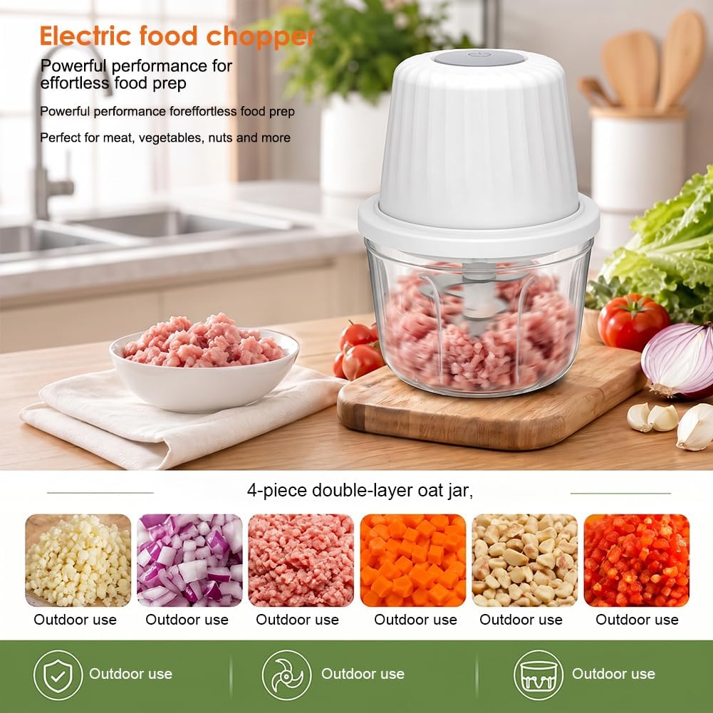 Elektrischer Küchenzerkleinerer, 400 ml Zwiebel Zerkleinerer, Mit USB-Aufladung, Gemüsezerkleinerer,