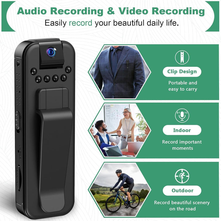 ZeiLaBang Kakadi 1080P Mini-Körperkamera,Tragbare Bodycam,Tragbarer Polizei-Camcorder,Audio Video Au