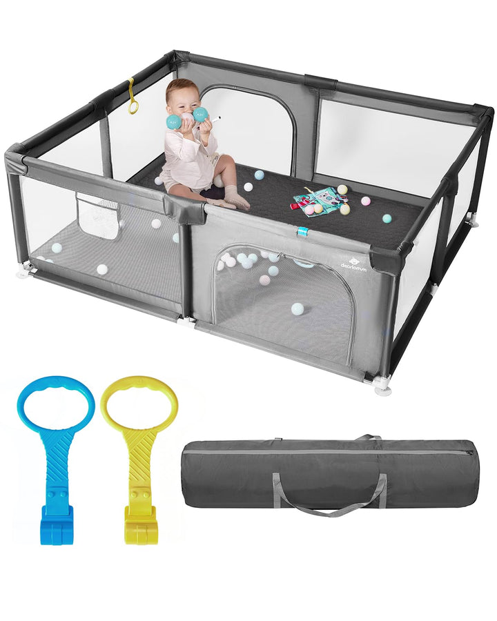 Laufstall Baby mit Spielmatte,Laufgitter Baby,Kinderzaun mit Atmungsaktivem Netz,Tragbarer Laufstall