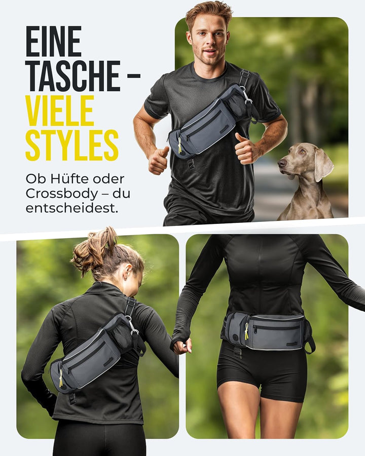 ZAUBERPFOTE Gassi Tasche 'Atlas' - Premium Leckerlitasche für Hunde - Inkl. YKK® Zipper & Leinenhalt