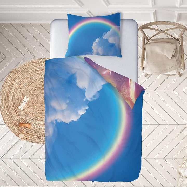 Ulticool – Bettbezug – Bettwäsche Einhorn Unicorn Pferd Regenbogen – 140 x 200 cm – Kissenbezug 60 x