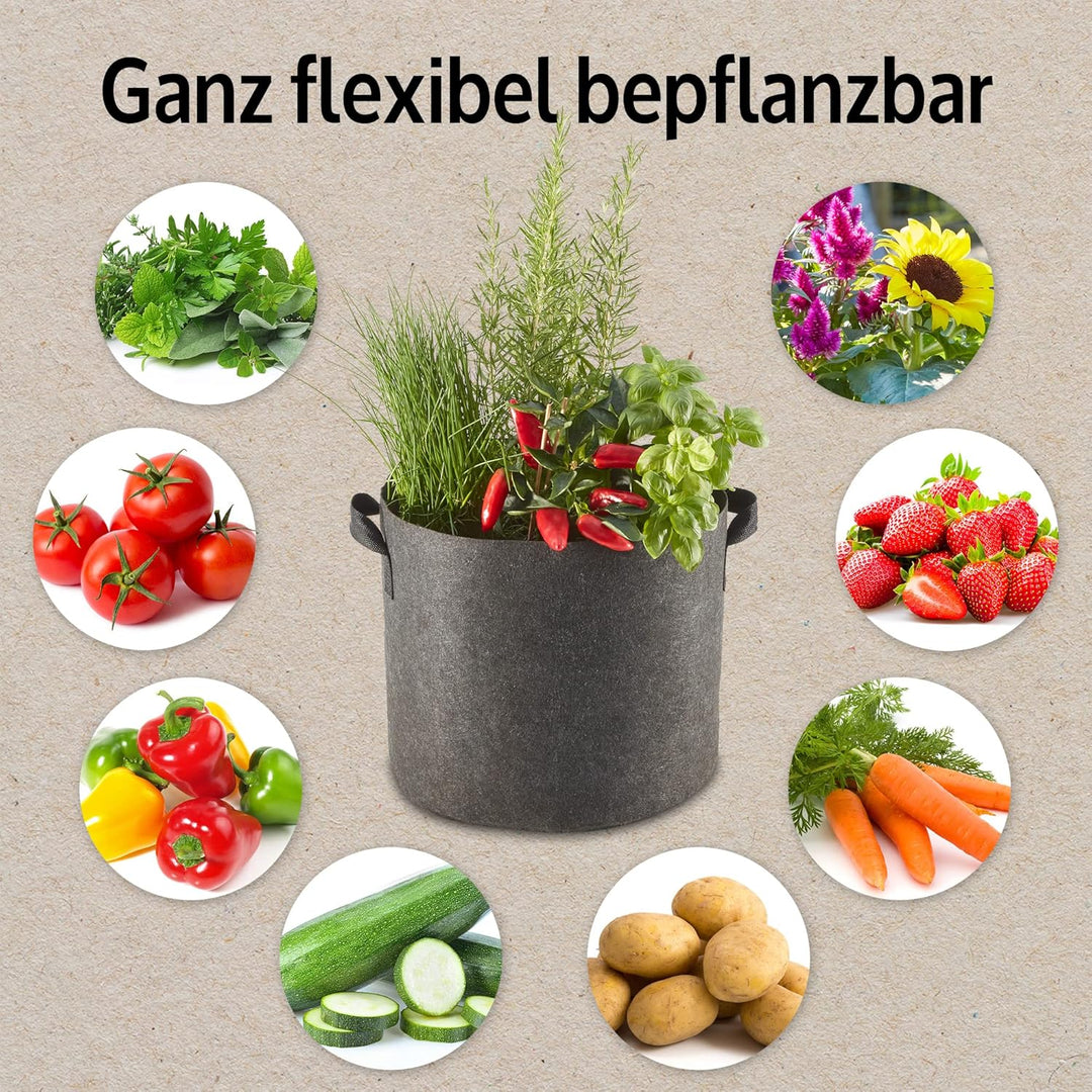 zooprinz Premium 30 L oder 60 L Pflanztaschen aus dickem Vlies – Pflanzsäcke perfekt für Blumen, Tom