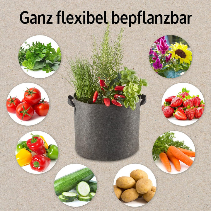 zooprinz Premium 30 L oder 60 L Pflanztaschen aus dickem Vlies – Pflanzsäcke perfekt für Blumen, Tom