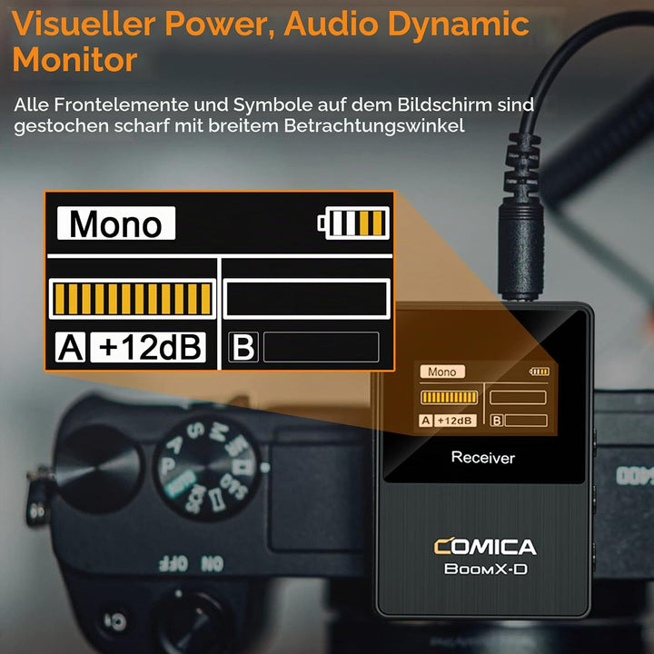 COMICA BoomX-D1 kabelloses Lavalier-Mikrofon, 2,4 GHz, kabelloses Krawattenmikrofon-System mit 1 Sen
