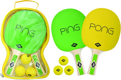 Donic-Schildkröt Tischtennis-Set Ping Pong und Neon Set, 2 Schläger mit farbigen Belägen, 3 farbige