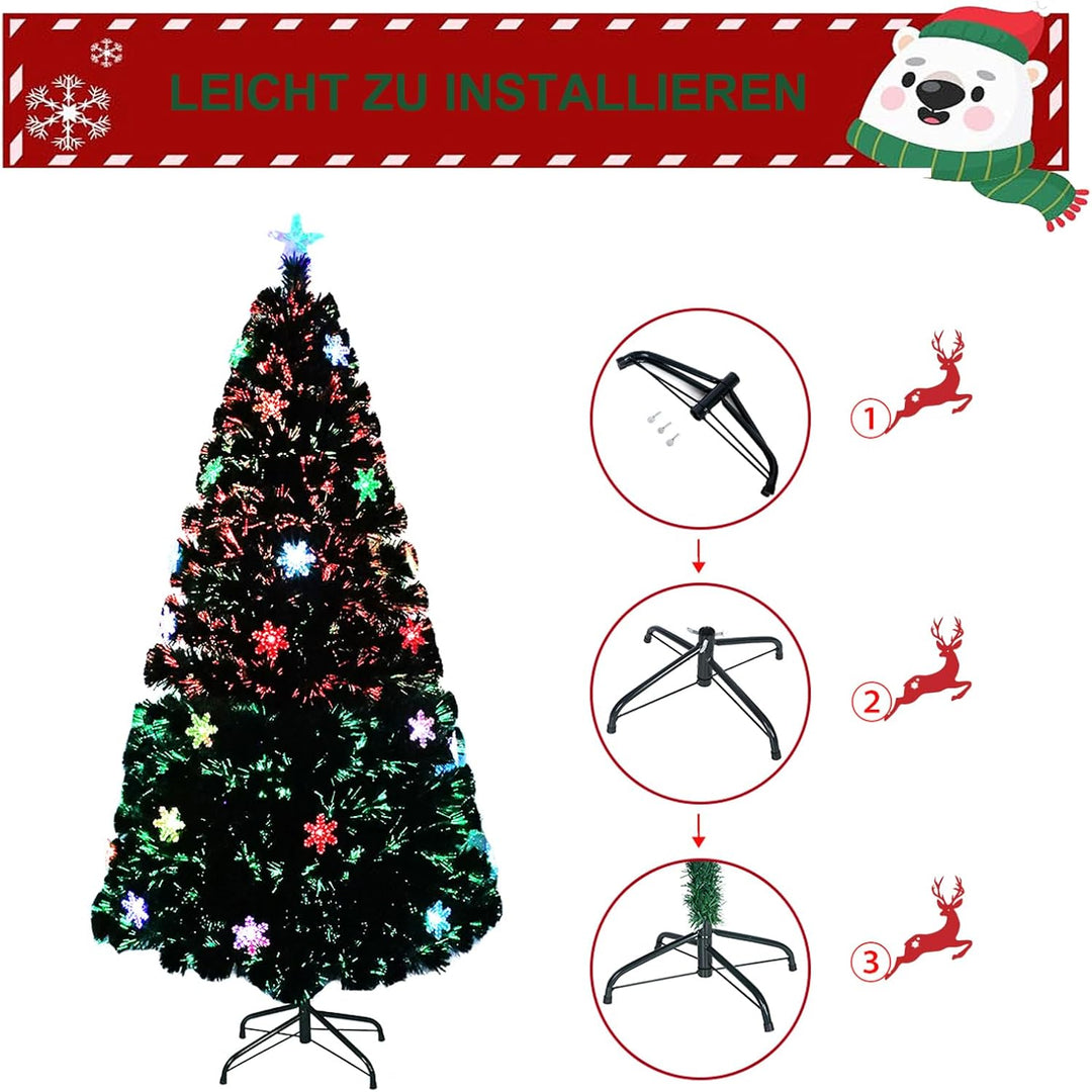 LZQ PVC Weihnachtsbaum Künstliche 120cm/ 4 ft mit Weihnachtsbäume mit LED Beleuchtung Glasfaser und