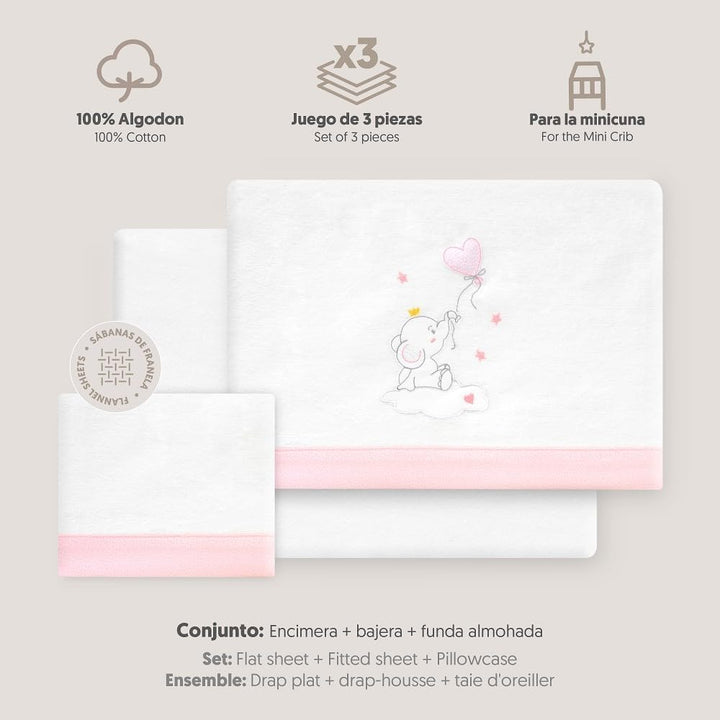 Interbaby - Bettwäsche-Set für Kinderbett, 50 x 80 cm, 100% Baumwolle, warm, Flanell, inkl. Spannbet