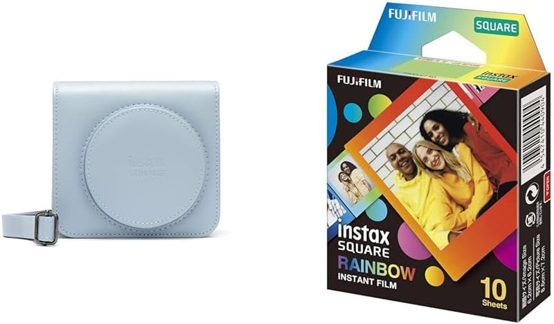 instax SQ1 Kameratasche Gletscherblau & INSTAX Square Sofortbildfilm Rainbow Border, 10er Packung