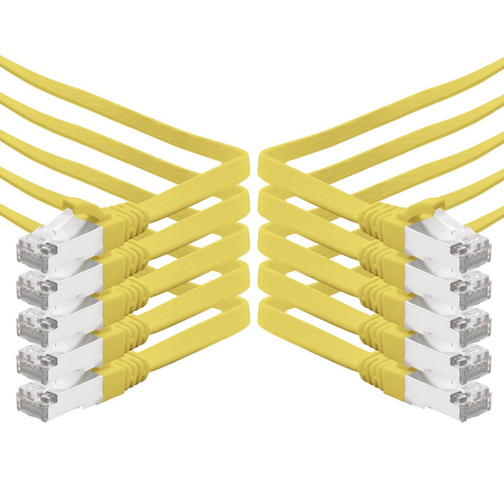1aTTack.de 0,25m - gelb - 10 Stück CAT.7 Gigabit Ethernet LAN Flachband Flachbandkabel (RJ45) Netzwe