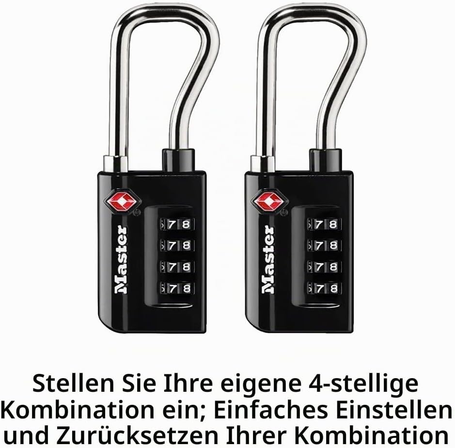 Master Lock 4696T Zahlenkombination, 2 Stück eigenes Zahlenschloss TSA-zugelassenes Gepäckschloss, S