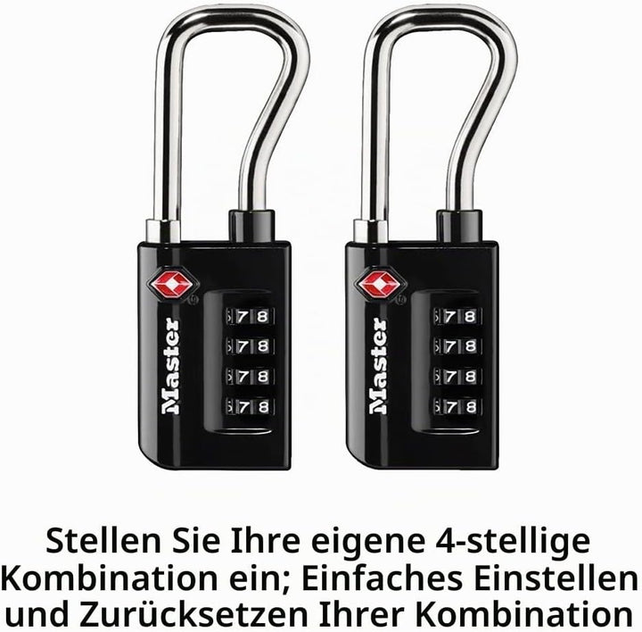 Master Lock 4696T Zahlenkombination, 2 Stück eigenes Zahlenschloss TSA-zugelassenes Gepäckschloss, S