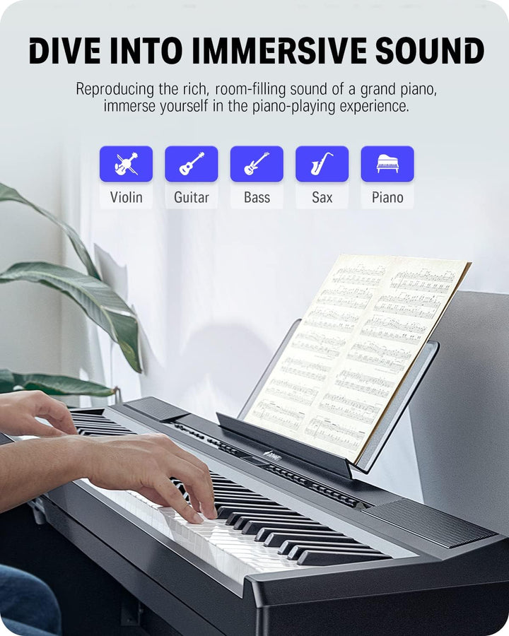 E Piano 88 Tasten, Donner DEP-20S Digital Piano Keyboard 88 Tasten Hammermechanik Gewichtete, Anfäng
