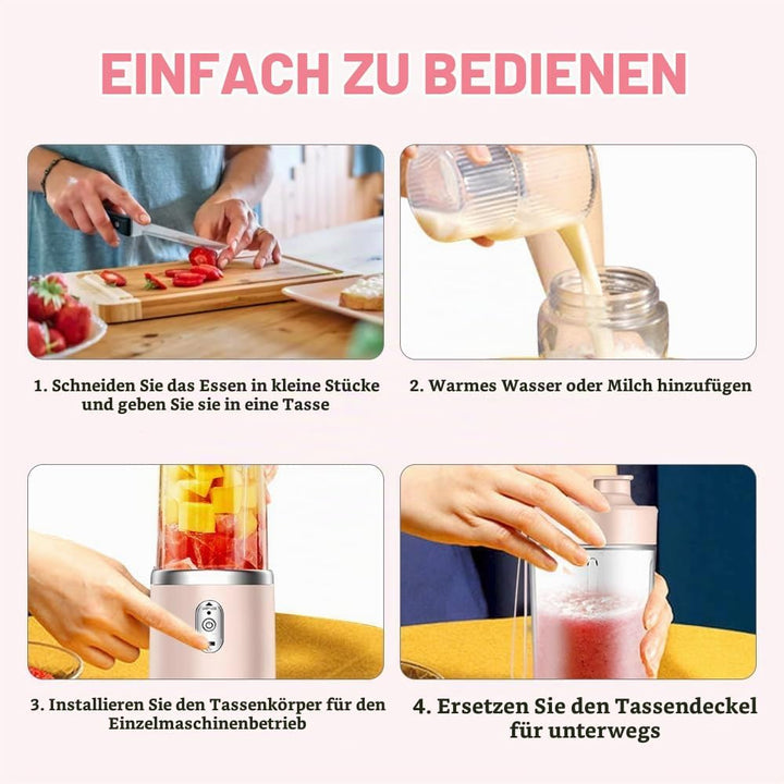 Tragbarer Mixer, 400ml Mixer Smoothie Maker to Go, Portabler Elektrischer Saftpresse, Mini Standmixe
