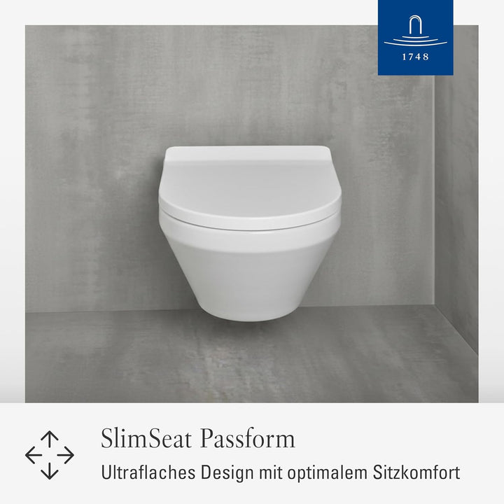 Villeroy & Boch Architectura SlimSeat WC-Sitz - Toilettendeckel mit Absenkautomatik - Abnehmbarer, b