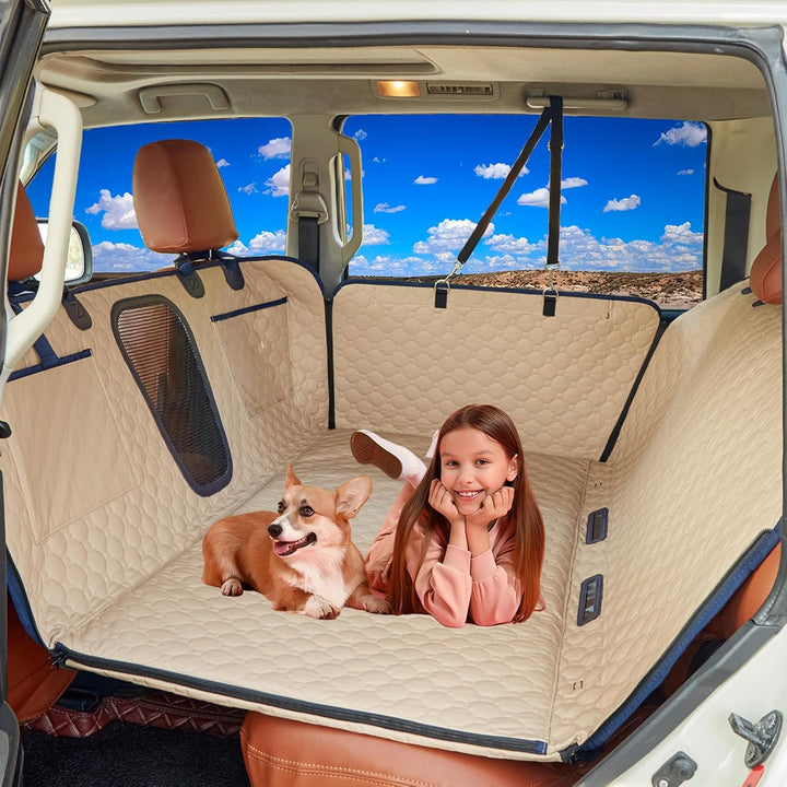 Hundedecke Auto Rückbank (132x62cm), PU-Leder Hundesitz Auto Rücksitzschoner Autodecke Harter Unters