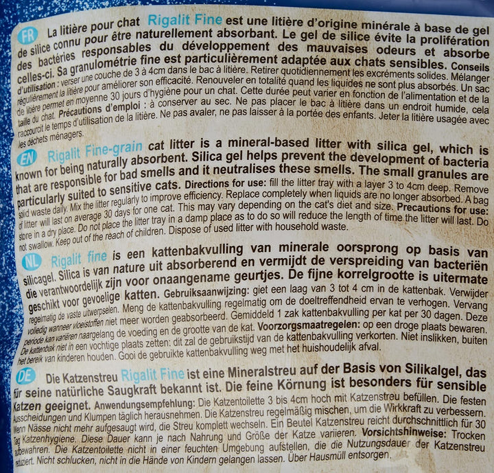 Riga - Rigalit Feinkörnig - Hyperabsorbierendes Katzenstreu Mineralischen Ursprungs - Silica-Gel - F