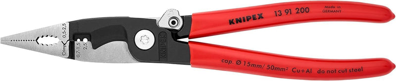 Knipex Elektro-Installationszange schwarz atramentiert, mit Kunststoff überzogen 200 mm 13 91 200