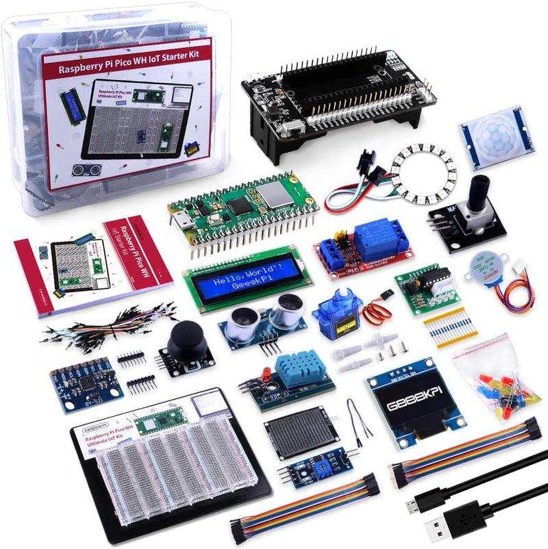 GeeekPi Raspberry Pi Pico W IoT Starter Kit MicroPython Programing Kit with Raspberry Pi Pico W Brea