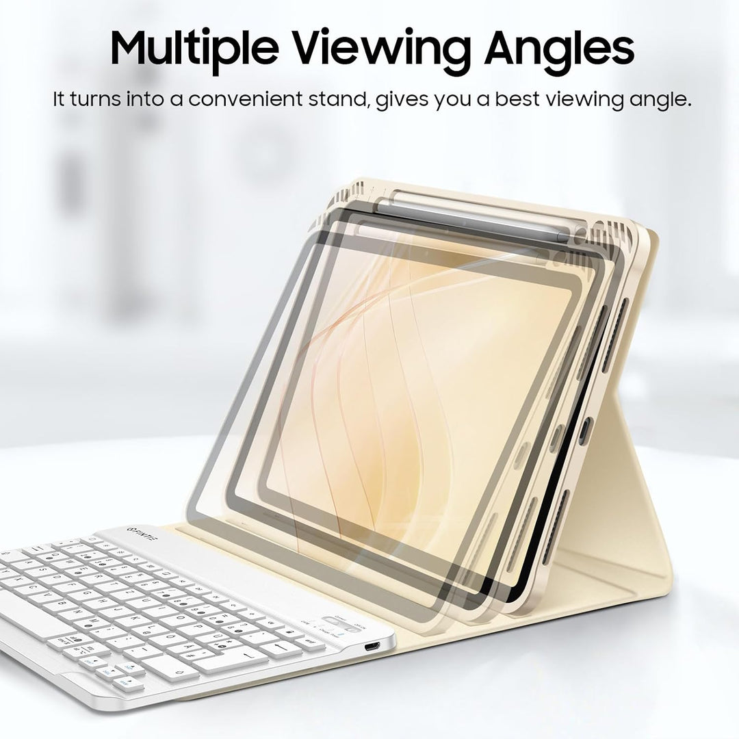 Fintie Tastatur Hülle für iPad Air 11 Zoll M2, iPad Air 6/5/4 (2024/2022/2020) 10,9 Zoll, TPU Rücksc